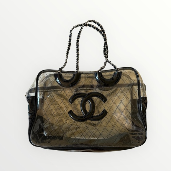 Chanel Wild Stitch Clear PVC Market Tote Bag Purse - Picture 2 of 4